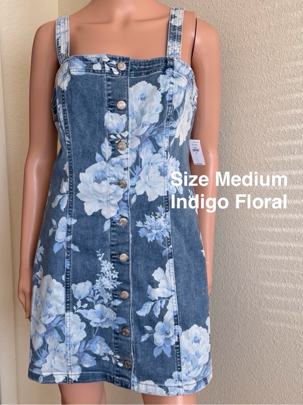 Gap Denim Floral Mini Dress, Size Medium